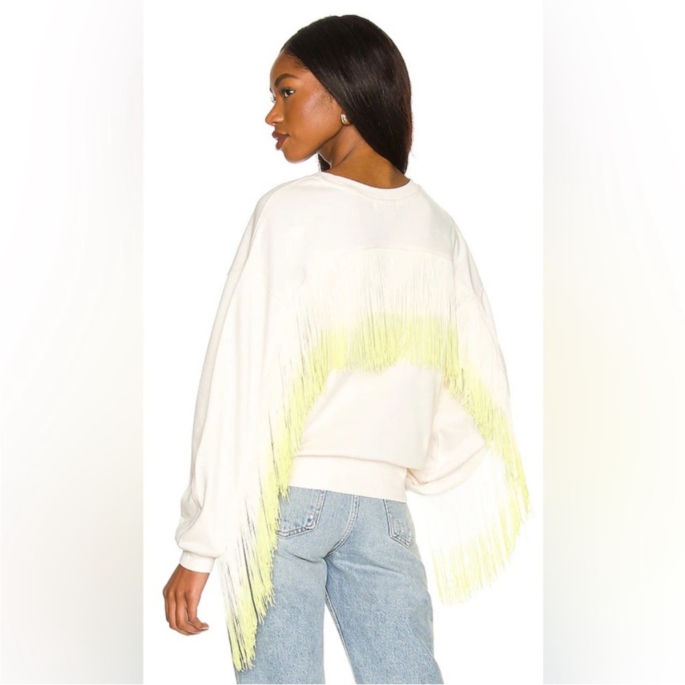 525 America Cream Sweatshirt with Neon Yellow Fringe